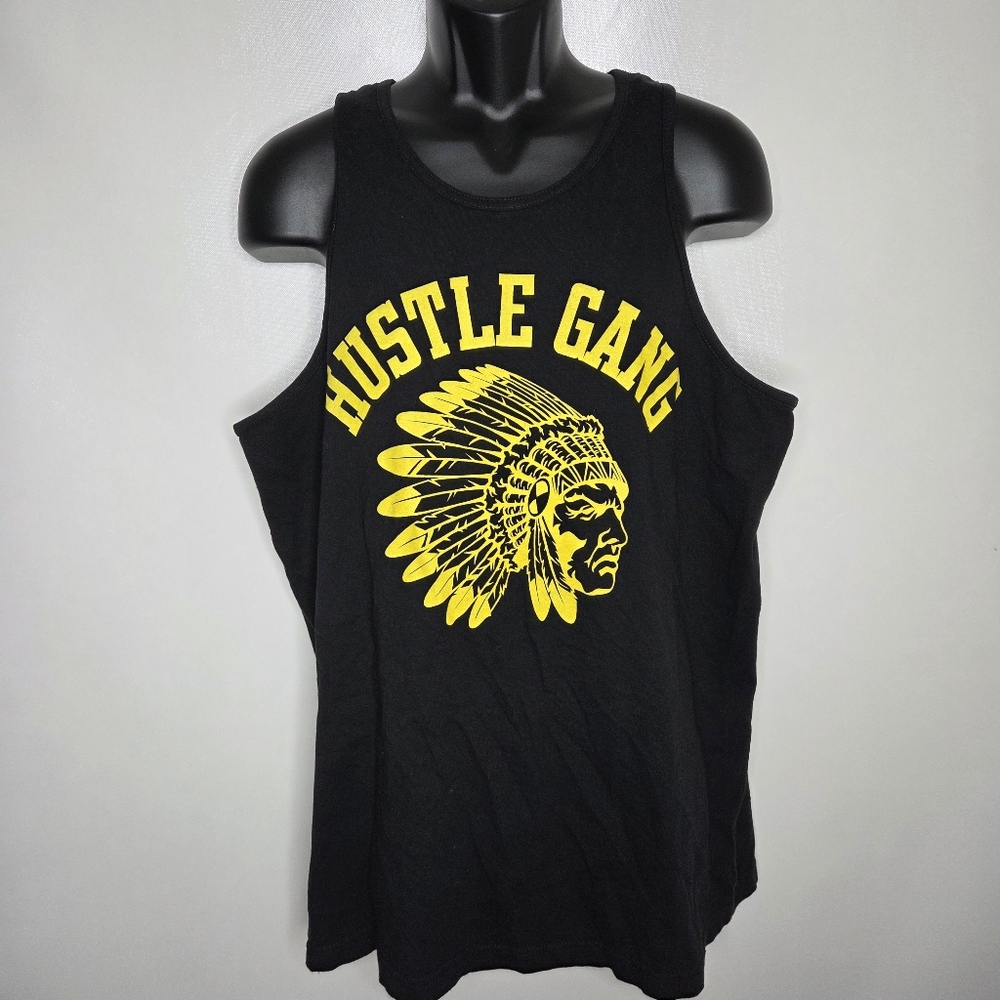 Hustle Gang XL Black and Yellow Graphic Tank